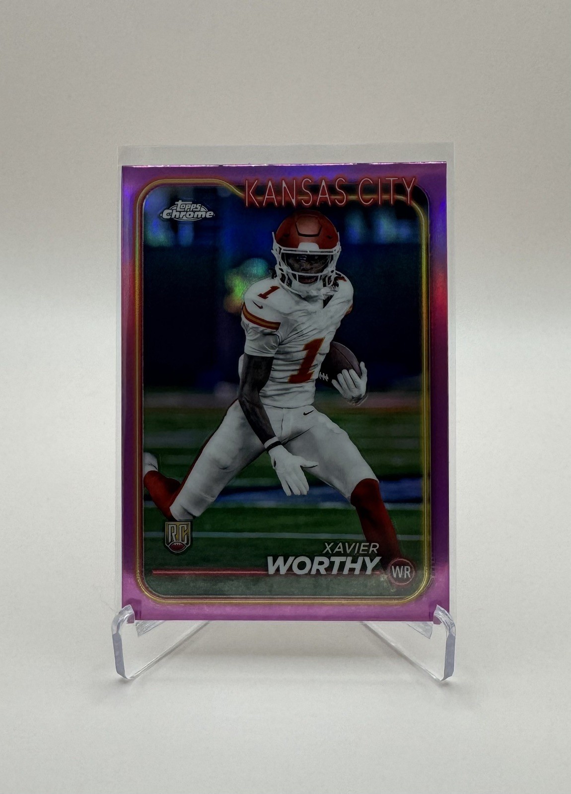 2024 Topps Chrome - Rookies Xavier Worthy #208 Pink Refractor (RC)
