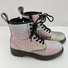 Dr Martens 1460 Glitter J Boots Kids US 2 EU 33 Rainbow Sparkle Combat Zip