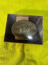 Mervyn's 1981 Pony Express Rider Commemorative Belt Buckle Brass Tone