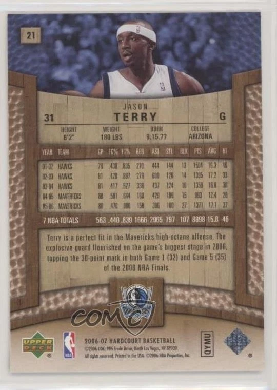 2006-07 Upper Deck Hardcourt Copper /199 Jason Terry #21 - Image 2 of 2