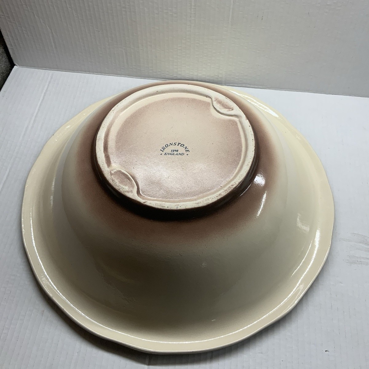 Antique England Ironstone Wash Basin & Pitcher Set 1890 Brwn