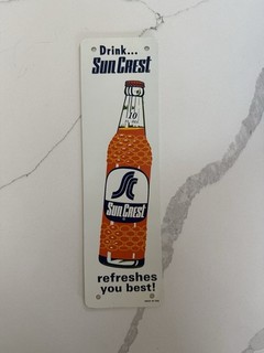 SUN CREST SIGN DOOR PUSH SODA POP BEVERAGE ORANGE COLA DRINK No Reserve!!