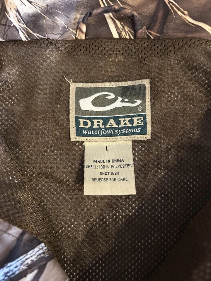 Drake Waterfowl Camouflage Jacket with Hood Size Large Full Zip Hunting - Image 2 of 4