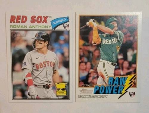 2026 Topps Heritage Red Sox Roman Anthony RC 2-card Lot Base + Raw Power Insert