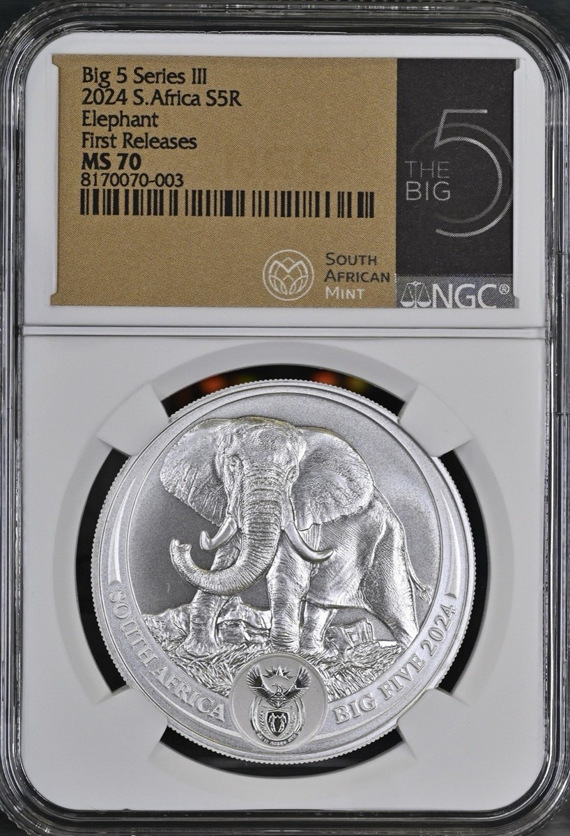 2024 S. Africa Big 5 Series III Elephant S5R NGC MS70 FR 1oz