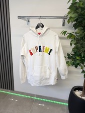 Supreme Chenile Arc Logo Hoodie In White & Multi RRP �300 / UK. L *