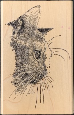 Rubber Stamps Of America Sweet Kitty Cat Face Profile Larger Rubber Stamp