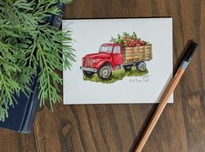 Farm Truck Note Cards & Note Pad Set: 4 Cards 1 Pad Envelopes, Made in the USA