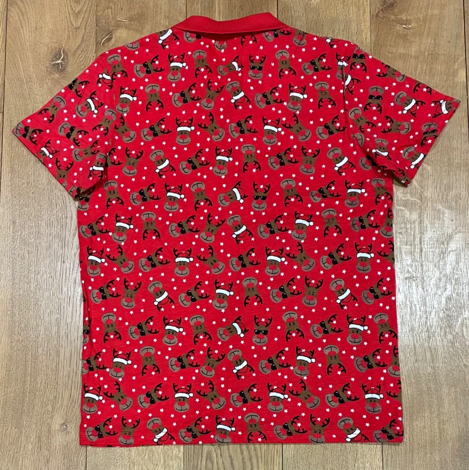 BNWT age 13-14 yrs boys George red Rudolph reindeer Christmas polo shirt top - Image 3 of 4