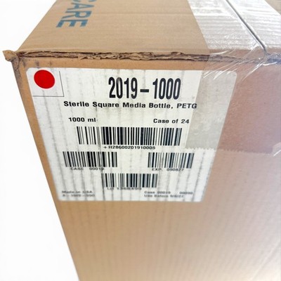 Thermo Nalgene 2019-1000 Sterile Square PETG Media Bottle 1000mL, Case of 24