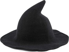 Halloween Witch Hat for Women Wide Brim Foldable Pointed Cap for Halloween Pa...