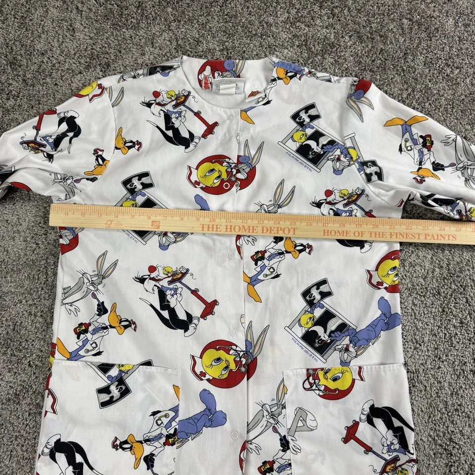 Vintage Looney Tunes Shirt Womens Small Cartoon Medical Scrub Bugs Bunny 90s - Image 3 of 4