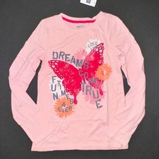 Gap kids girls long sleeve pink peach graphic butterfly dreams top t-shirt L 10