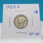 1935-S MERCURY DIME 90% Silver / Very Fine Circulated Condition