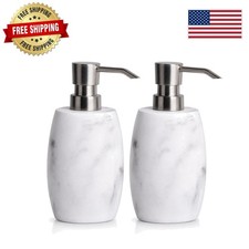 Luxury Marble Look Soap Dispenser Set - 2 Refillable Dispensers for Any Liquid