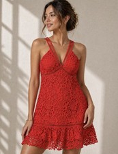 ASTR The Label Red Orange Lace Fit & Flare Mini Dress Sleeveless XL ADR95257 318