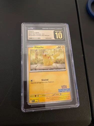 2025 Pokemon Black Star Promo #214 Pikachu Illustration Contest 2024 PSA 10