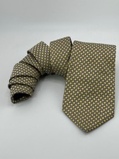 Brooks Brothers 100% Silk Tie Yellow Blue Geometric Pattern USA Made Classic