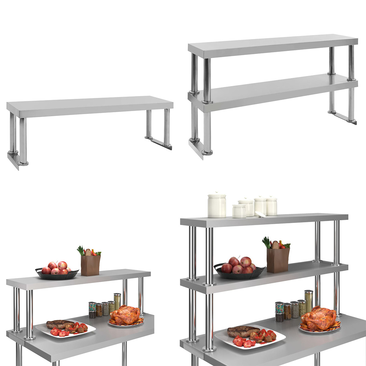 120cm Edelstahl Aufsatzboard für Arbeitstisch Aufsatzbord Gastro Küchentisch