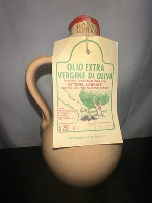 1988 Vintage Labbate Olio Extra Vergine di Oliva Italy 7'' Olive Oil Jar Read