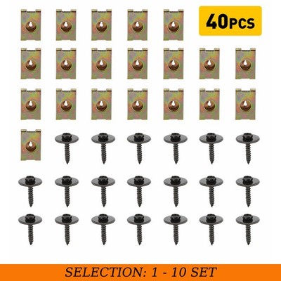 40-400X For BMW Engine Under Cover Splash Shield Guard Body Bolts & U-nut Clips