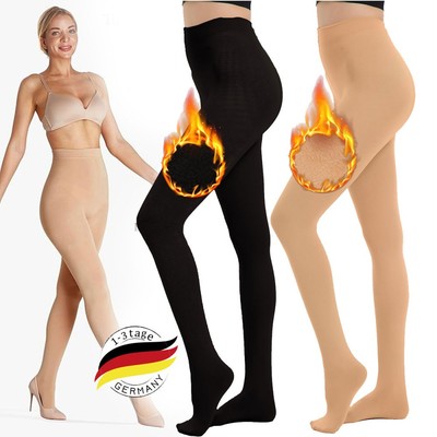 Thermo Strumpfhose Damen Winter Fleece Gefüttert Blickdicht High Waist Leggings