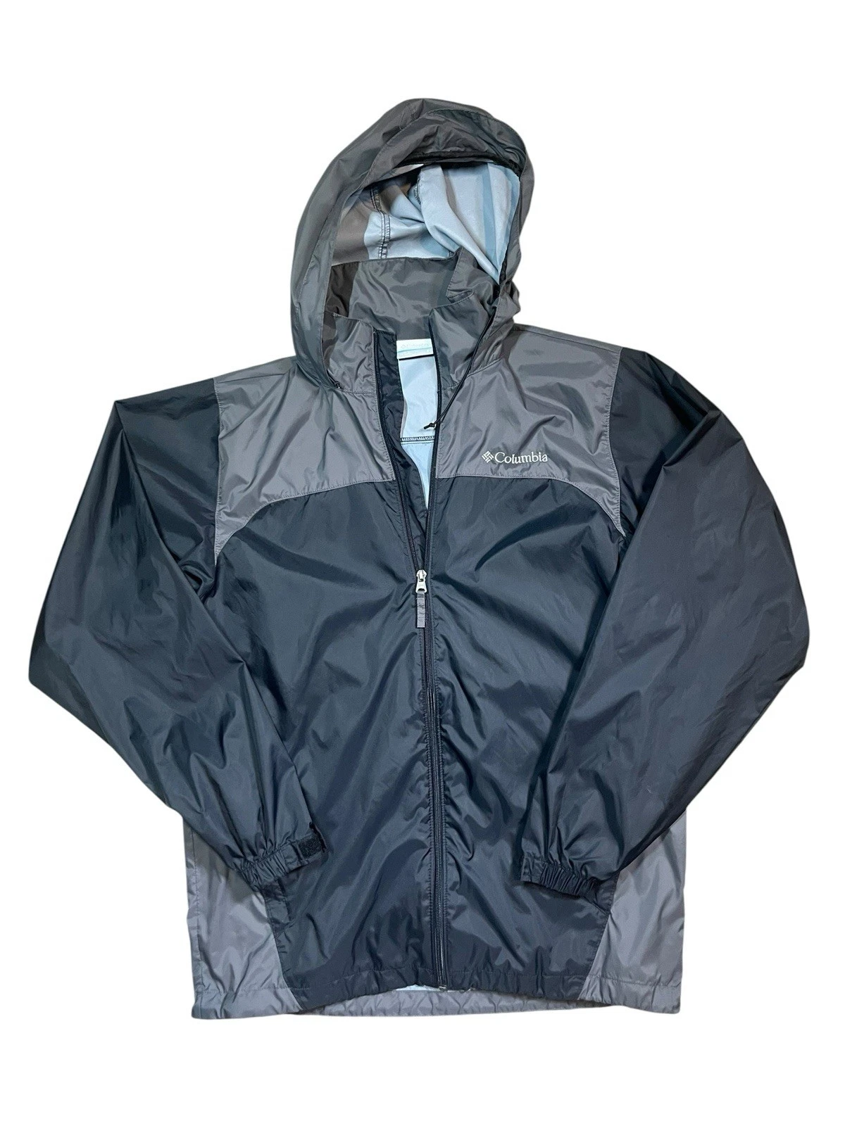 Columbia Packable Rain Jacket Black Gray Colorblock Unisex Size Small
