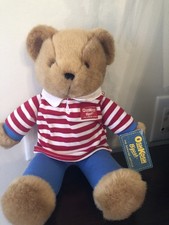 Vintage OshKosh B'gosh Teddy Bear Plush Striped Rugby Jeans 13 NWT Cuddly Soft