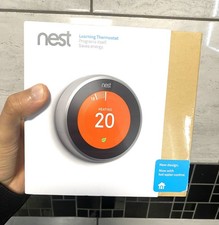Image of  Google Nest Learning Thermostat Stainless Steel 3rd Gen UK T3010GB - New Sealed