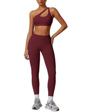 Womens Seamless Workout Sets High Waist Scrunch Butt Lifting Leggings Shoulde...
