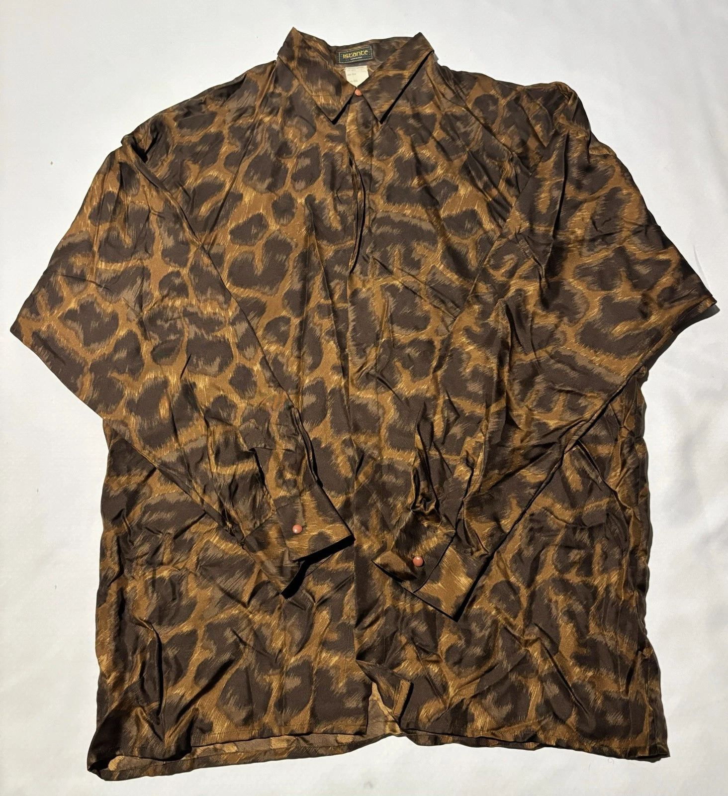 Versace — GIANNI VERSACE ISTANTE brown silk shirt Animal print size IT 50 from 1990s