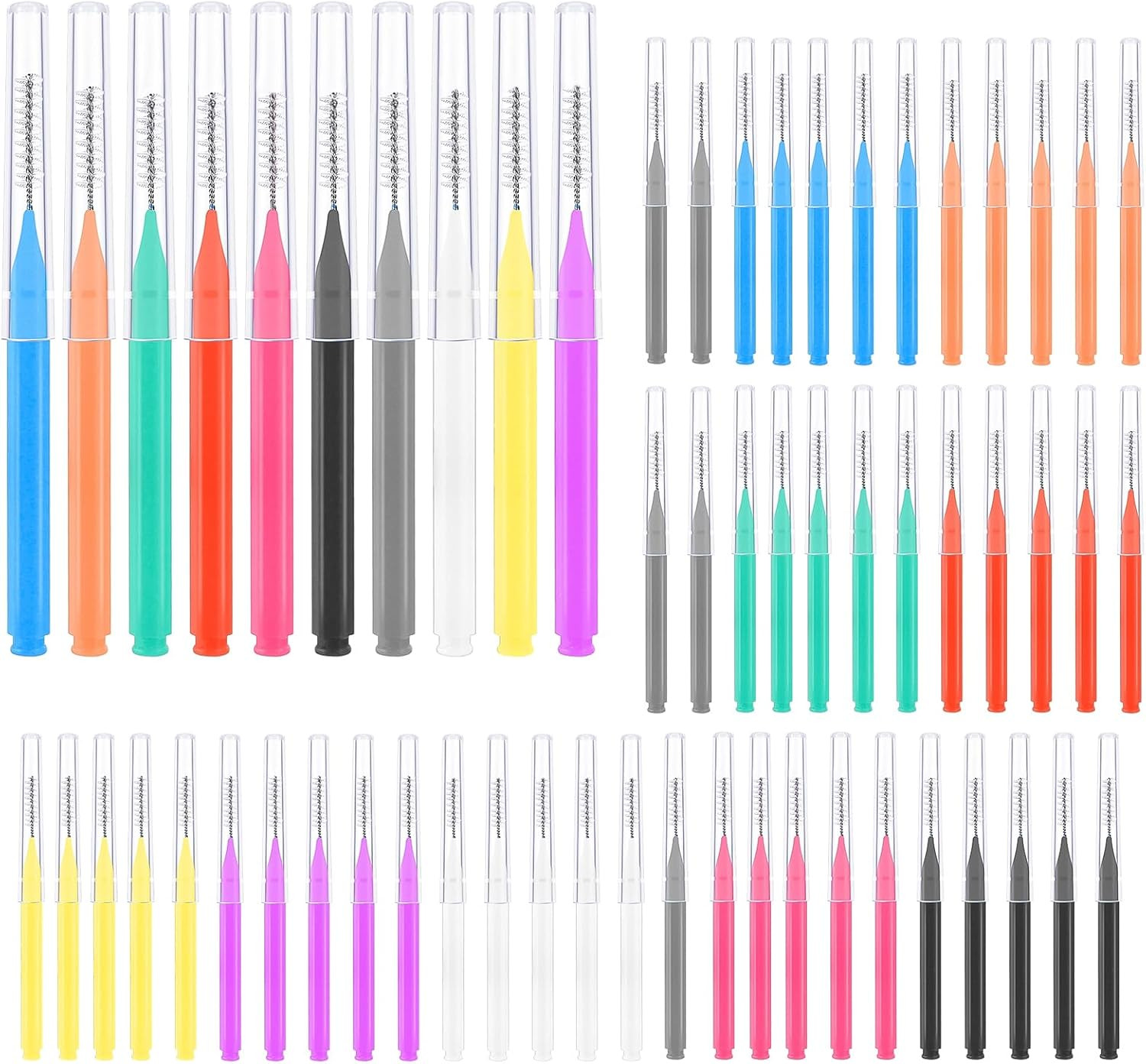 100 Pcs Interdental Brushes, 6 Sizes Braces Flossers for Cle