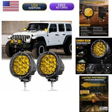 2PCS 4 In Amber LED Fog Lights 90W Round Off Road Driving