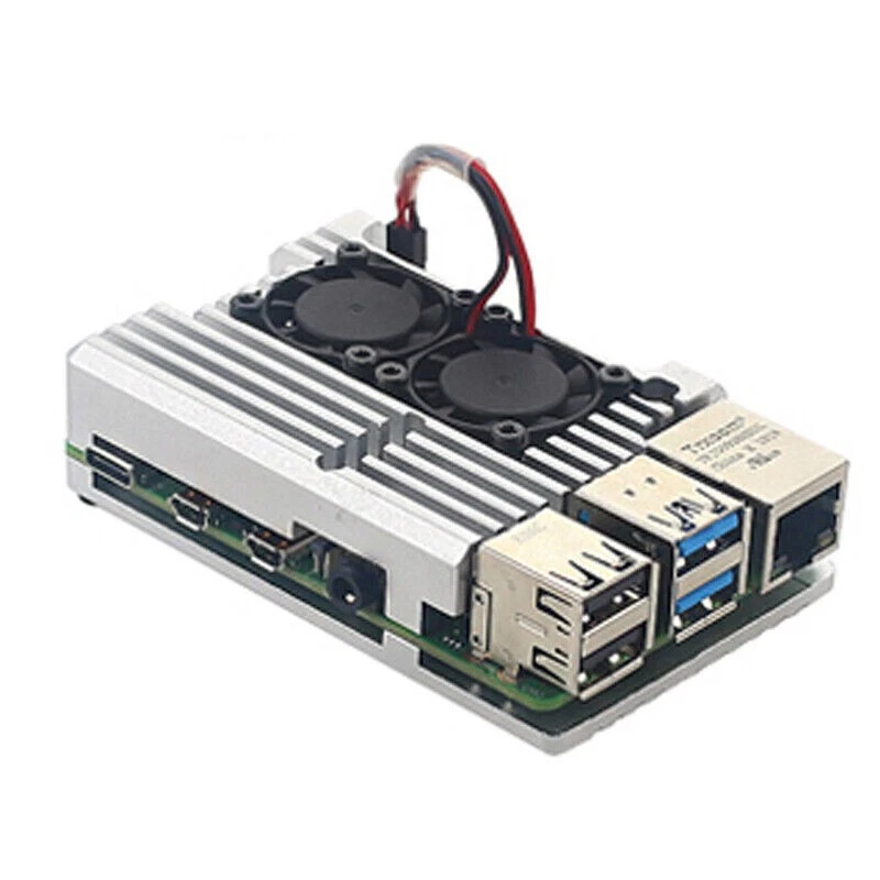 For Raspberry Pi 4 Model B Case Box Aluminum Alloy Enclosure Dual Fan Heat Sink - Image 2 of 4