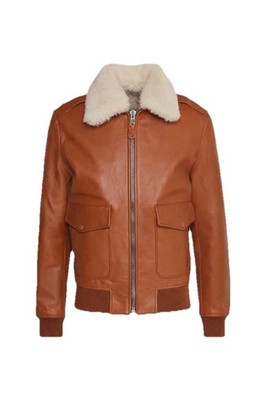 Men's Schott Bomber Leather Jacket - Brown