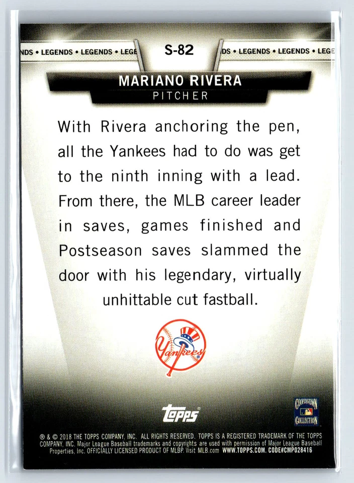2018 Topps Topps Salute Blue (Series Two) #S-82 Mariano Rivera - Image 2 of 2