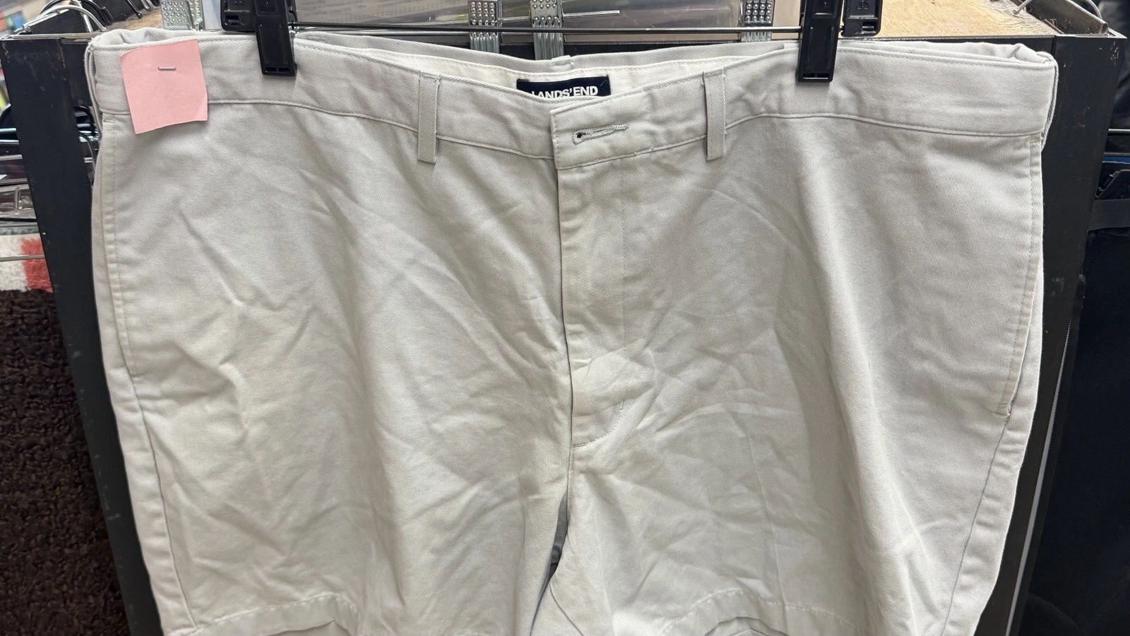 Lands' End Men's Khaki Grey Pleated Bermuda Golf Shorts 42