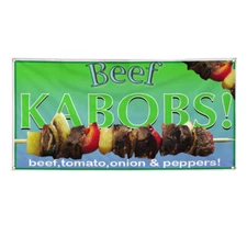 Vinyl Banner Multiple Sizes Beef Kabobs Restaurant Cafe Bar Restaurant & Food