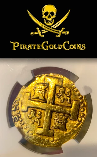 PERU 1726 8 ESCUDOS NGC PIRATE GOLD COINS SHIPRWRECK TREASURE PENDANT JEWELRY