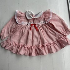 Vintage New York Kids Baby Dress Red And White striped long sleeve Made In USA