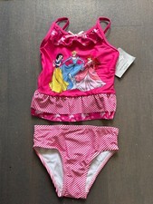 DeLuXe Princess SWIM SUIT 2 pc Cinderella Belle Snow Tankini Disney Store Pink