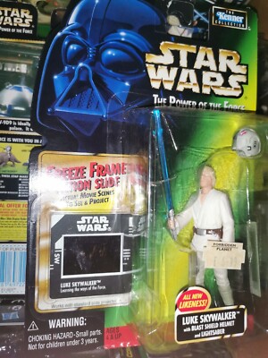 Star Wars POTF Japanese card Blast Shield Jedi Training Luke figure MOC RARE