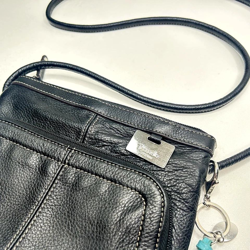 :Cartera organizadora bandolera de cuero negra TIGNANELLO auténtica de moda Foto 2 de 4
