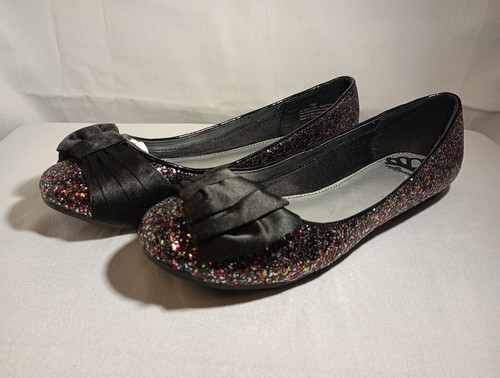 ~Fergalicious By Fergie Alanis Too, Black/Pink Sequin Flats Size  7M~ - Picture 1 of 7