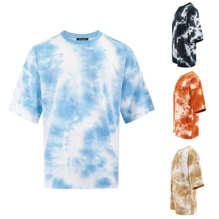 FXN Men's Casual Heavyweight Oversized Fit Tie Dye Cotton T-Shirt