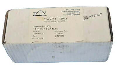 NIB VANAIRE INC VA39711-112922 SUPERCEDS VA15379SS METSO VPVL 250