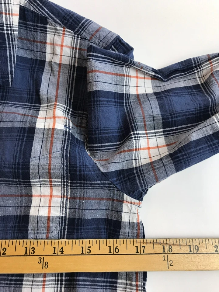 Camisa Sonoma Niño Talla Grande Azul Blanco Naranja Abotonada A Cuadros Manga Larga Foto 3 de 4