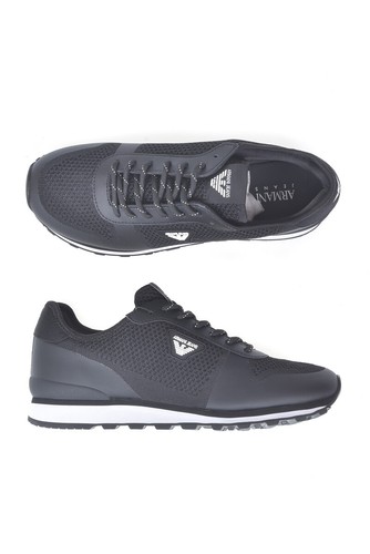 SCARPE UOMO ARMANI JEANS SNEAKER ALTO TELA FIORATO BLU DELAVE