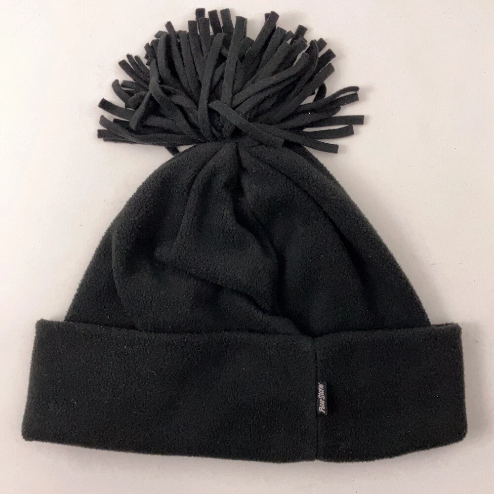Peter Storm Black Fleece Winter Hat Large Cuff and pom pom