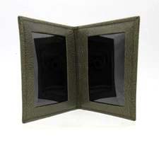 Bifold Frame MINI Holds Two 2x3" Photos Leather Graphic Image bi-fold Sage Green